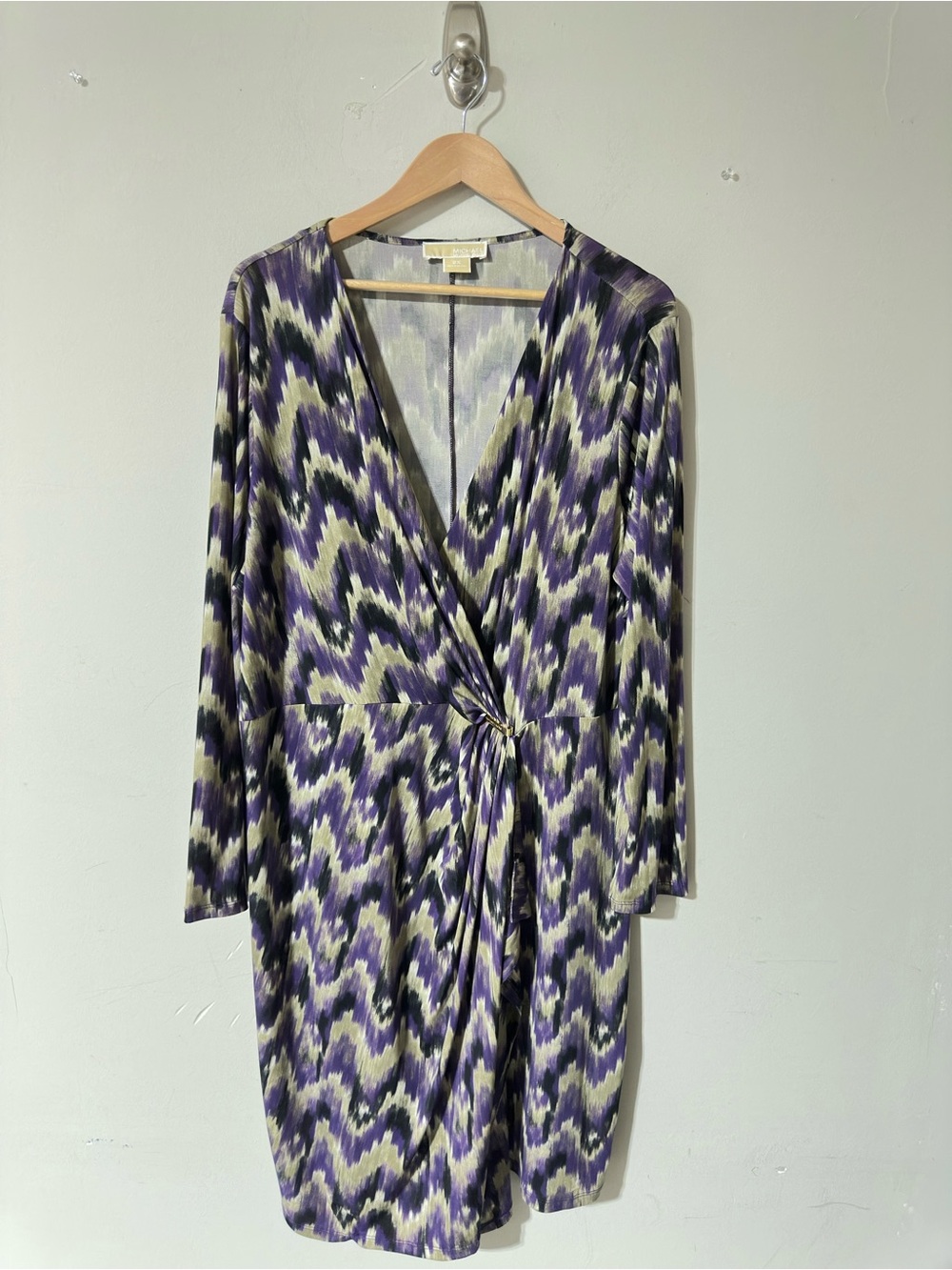 Michael Michael Kors Women’s Purple Chevron Faux Wrap Dress Size 2X Plus